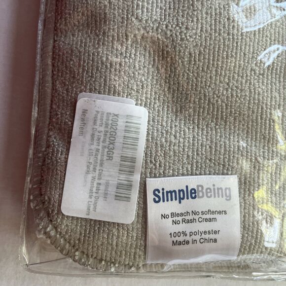 Simple Being Diaper Inserts 10 Pack – Microfiber 5.5"x10"  Cloth Liners Gray - Picture 4 of 4